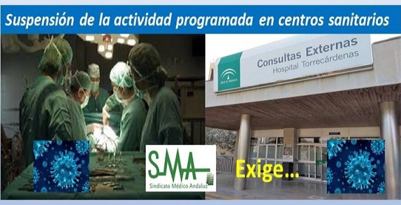 El SMA solicita el cese de la actividad programada en todos los centros sanitarios SAPCSCOVID