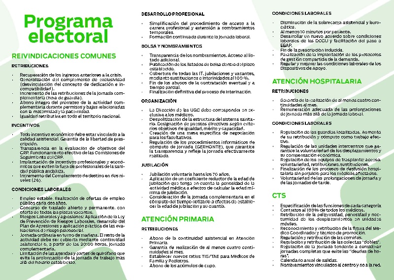 Este es nuestro programa electoral. Vuestras reivindicaciones proele2