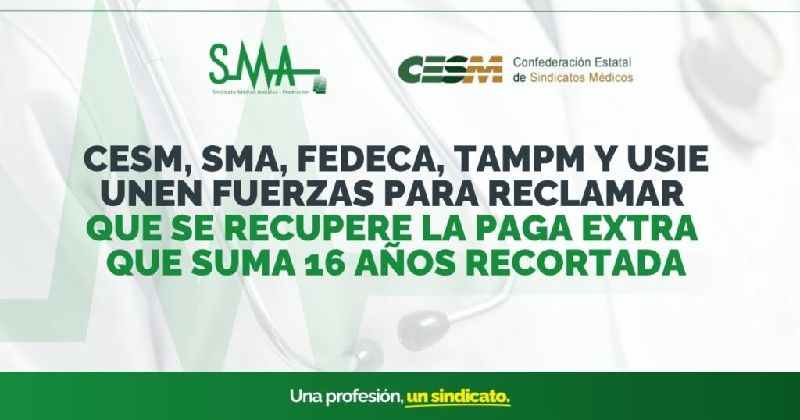 CESM, SMA, FEDECA, TAMPM y USIE unen fuerzas para reclamar que se recupere la paga extra que suma 16 años recortada